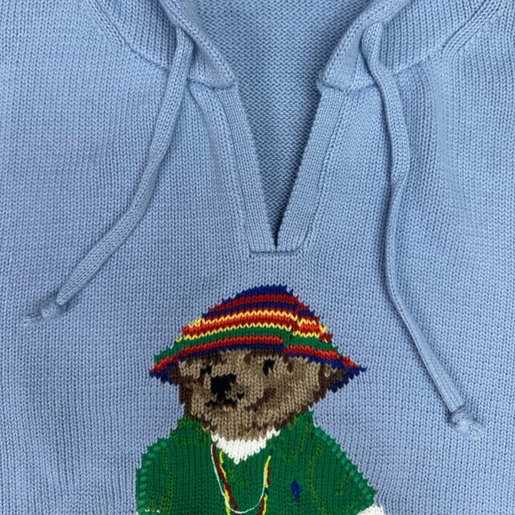 Polo Ralph Lauren Blue hooded sweater with straw hat and bear design - Picture 5 of 8